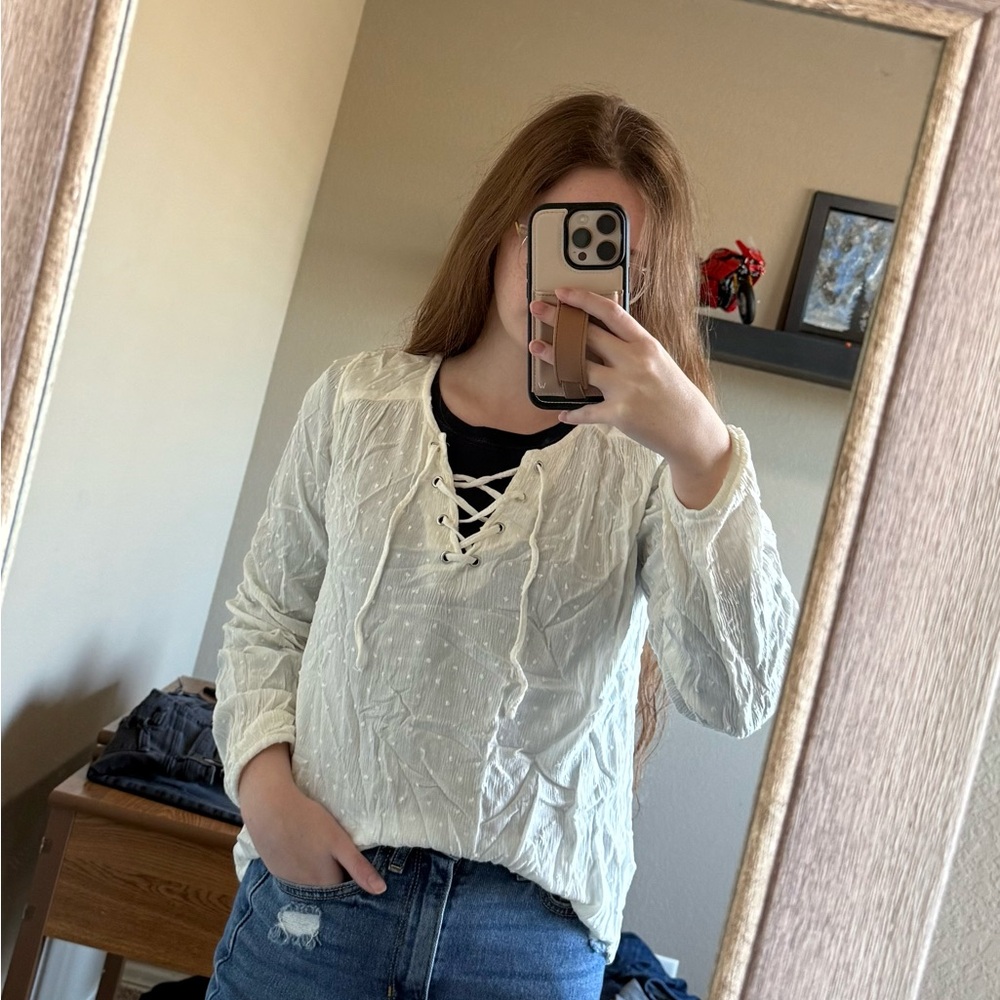 White Swiss Dot Blouse